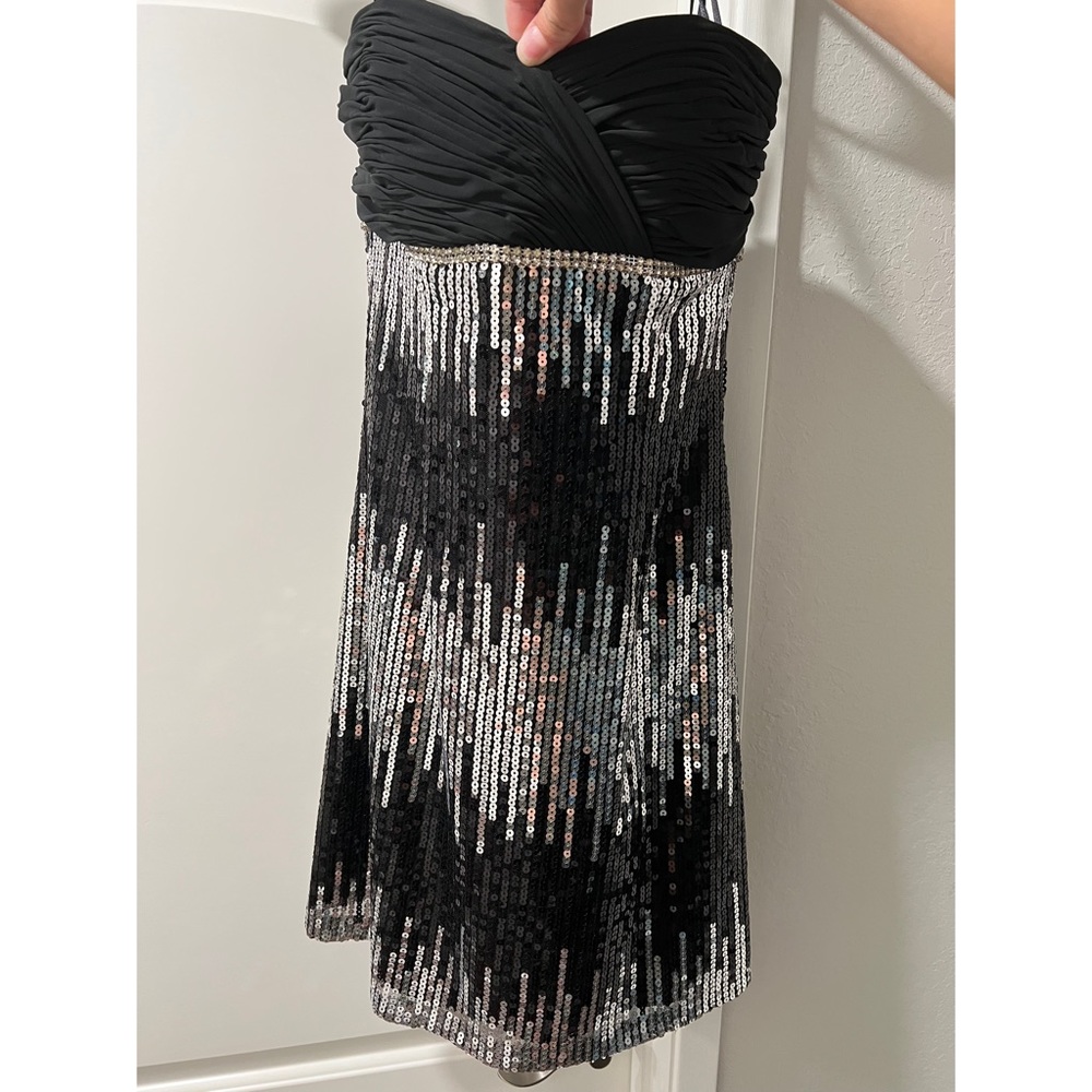 Formal beautiful strapless black and silver dress